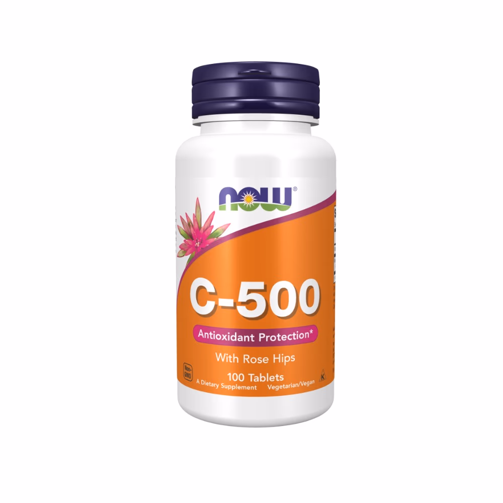 NOW Vitamin C-500 with Rose Hips – 100 Tablets 1
