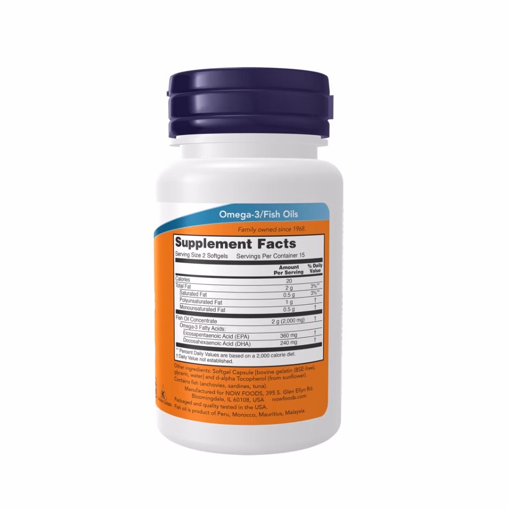 NOW Omega-3 Fish Oil 1000mg 30 Softgels 2