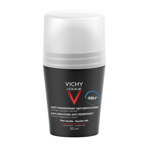 Vichy Deo Homme Sensitive Skin Roll On 48H 50Ml-Black